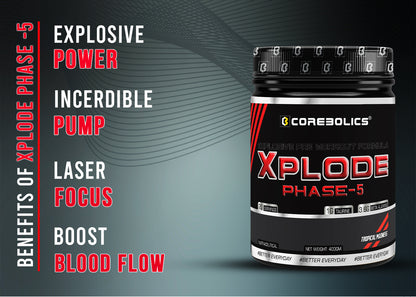 Corebolics Xplode Phase-5 (Tropical Madness, 400gm, 20 Servings) + Free T-shirt