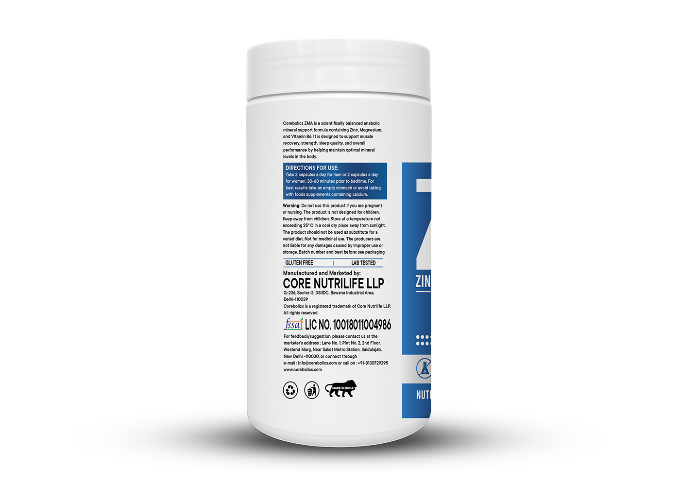 Corebolics ZMA Nutritional Information