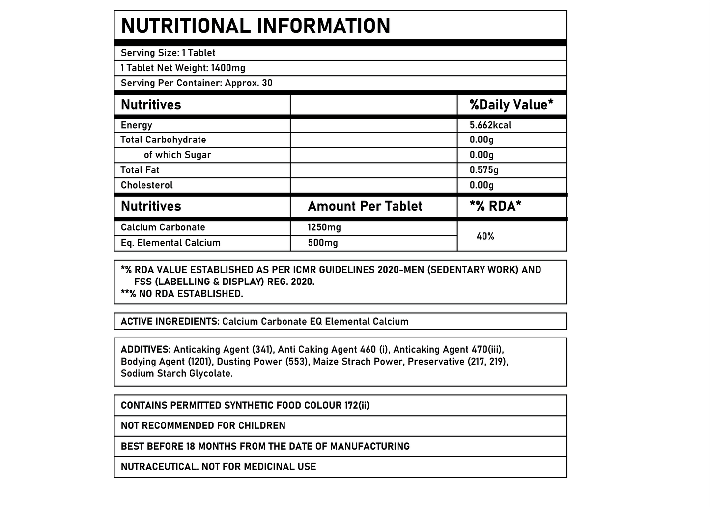Corebolics Calcium (Bone Health Support)