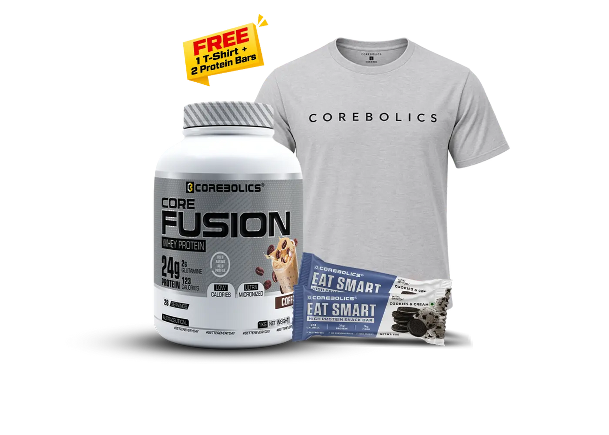 Core Fusion Whey Protein 1KG + FREE T-Shirt & 2 Protein Bars