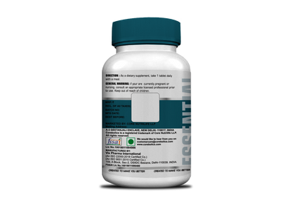 Corebolics Calcium bottle back label with directions and warning