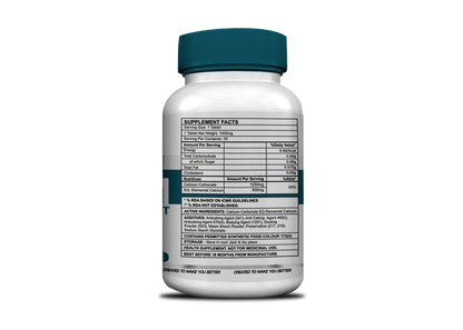 Corebolics Calcium supplement facts, 500 mg elemental calcium per tablet