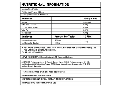 Corebolics calcium nutritional information
