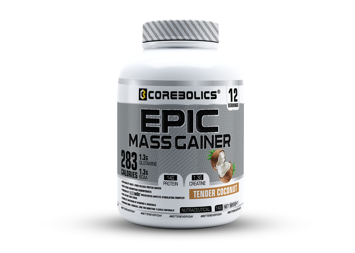 corebolics 1kg epic mass gainer tender coconut