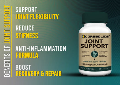 Corebolics Joint Support bottle with "Strong Joints, Strong Moves 