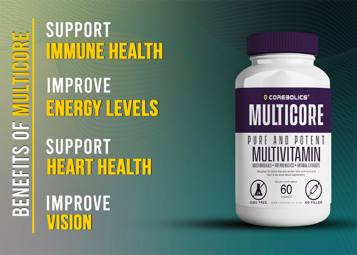 Corebolics Multicore multivitamin benefits: immune, energy, heart and vision support