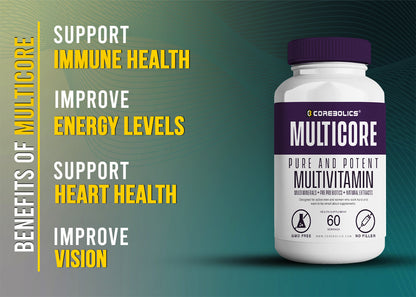 Corebolics Multicore multivitamin benefits: immune, energy, heart and vision support