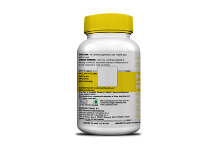 Corebolics No-Stress bottle back label with directions and warning