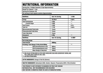 Corebolics omega 90 capsules nutritional information