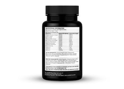 Corebolics Testobolics nutritional information label, 2 tablet serving