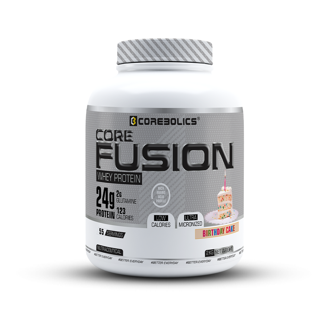 COMBO OFFER Core Fusion Whey Protein + Atomic Shaker + T-Shirt Dry Fit + Gym Bag