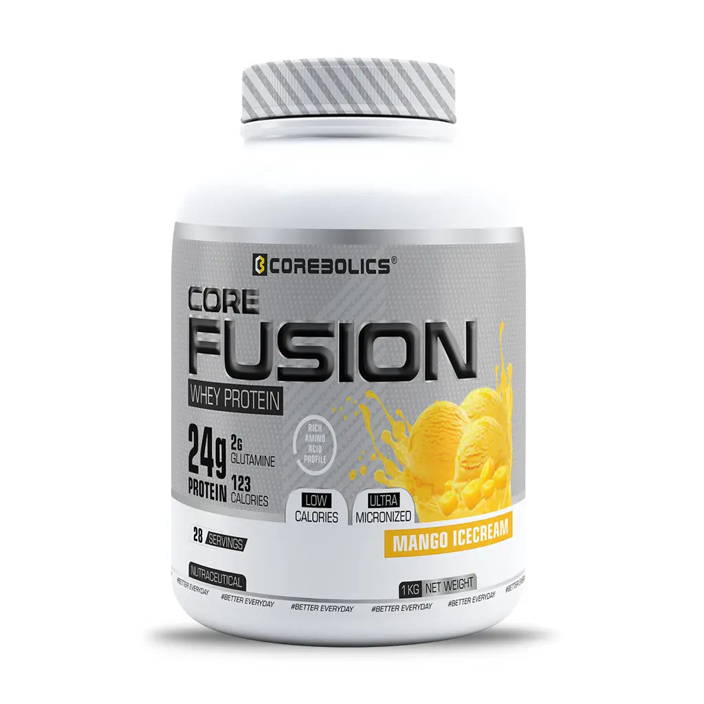 Corebolics Core Fusion Whey Protein  (1 kg, 28 Servings ) + Shaker Free