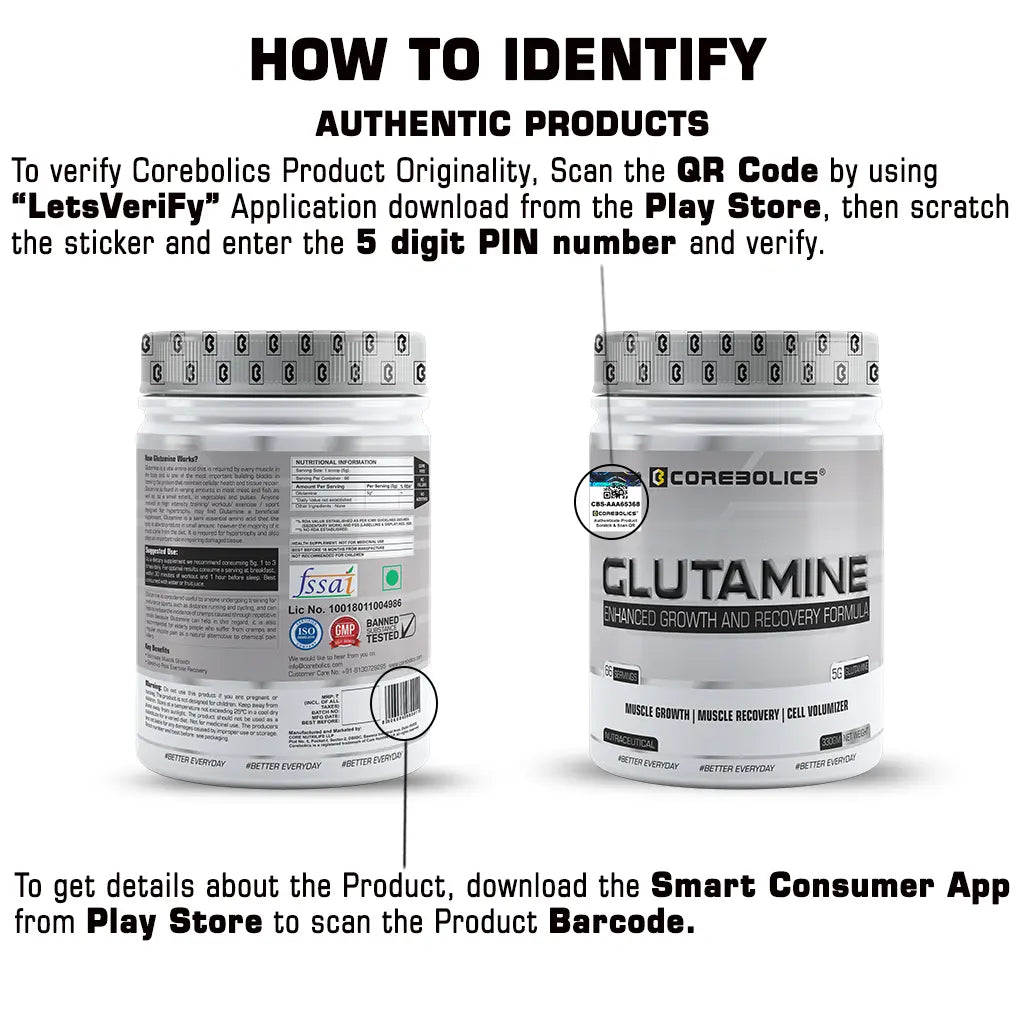 Corebolics Glutamine (Unflavored, 330 gm, 66 Servings)