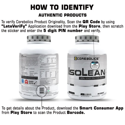 Corebolics Isolean -100% Whey Protein Isolate (Milk Chocolate, 1 kg, 31 Servings)