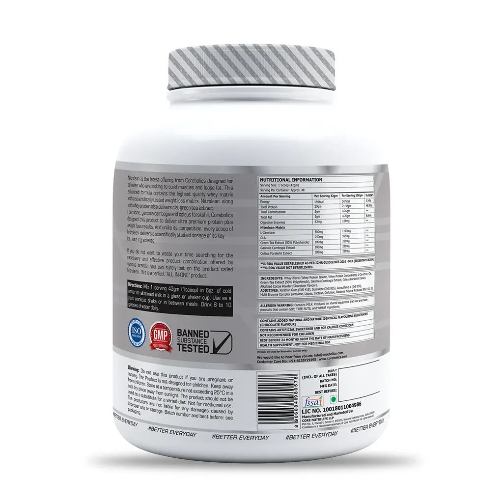 Corebolics Nitrolean - Diet Whey Protein(2 kg, 48 Servings)