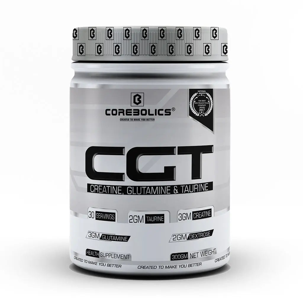Corebolics CGT (Creatine, Glutamine & Taurine),(Unflavored, 300 gm, 30 Servings)