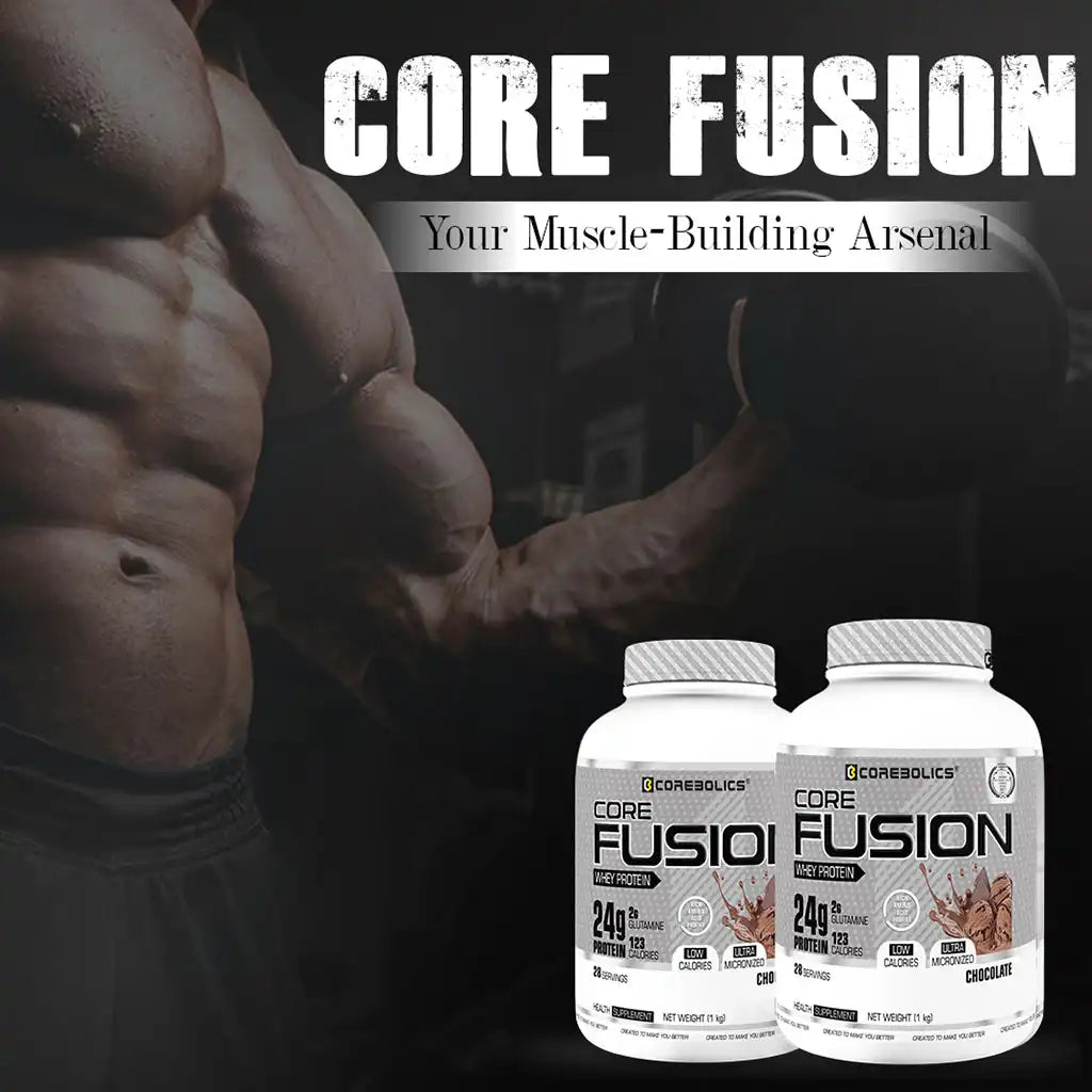Corebolics Core Fusion Whey Protein  (1 kg, 28 Servings ) + Shaker Free