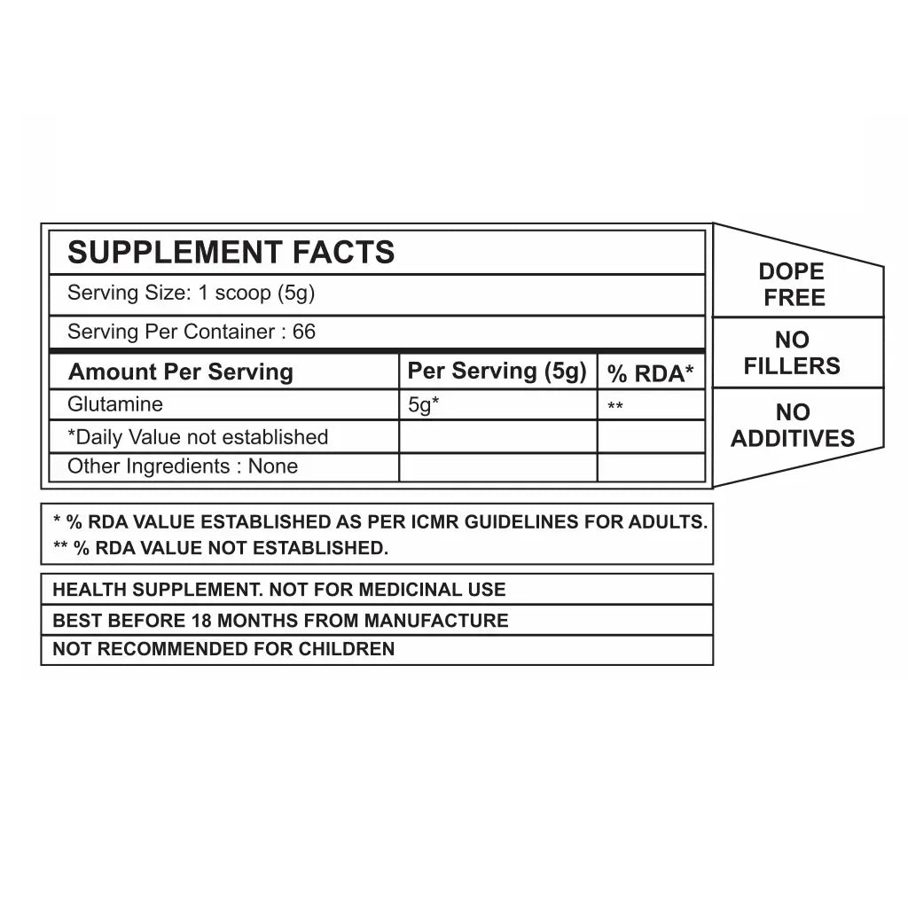 Corebolics Glutamine(Unflavored, 330 gm, 66 Servings)