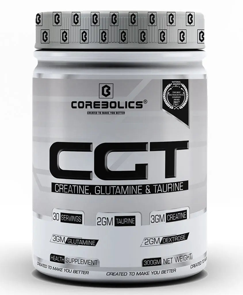 Corebolics CGT (Creatine, Glutamine & Taurine),(Unflavored, 300 gm, 30 Servings)