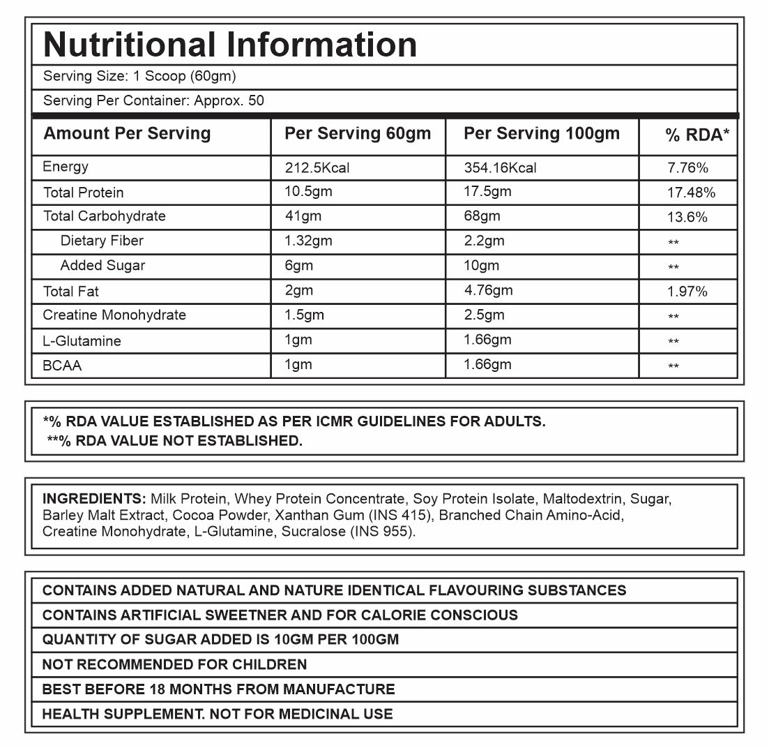 Corebolics Epic Mass Gainer(3 kg, 50 Servings) + SHAKER FREE