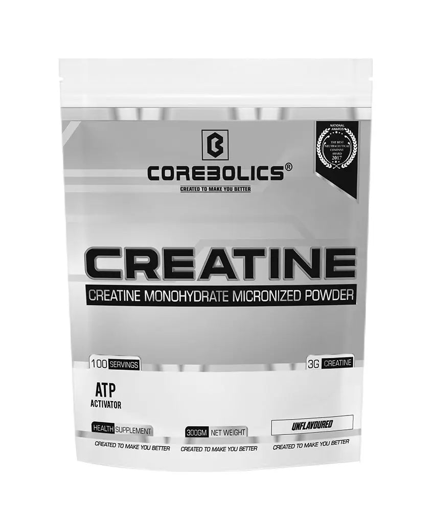 CoreBolics Creatine Monohydrate Micronized Powder(Unflavored, 300 gm, 100 Servings)